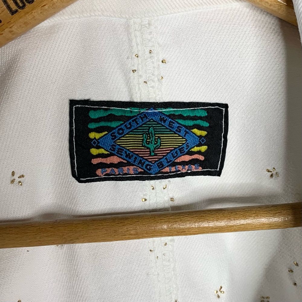 80s Bedazzled White Denim Duster - Picture 5 of 10